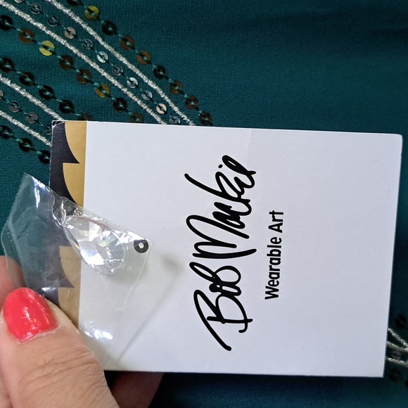 Bob Mackie Teal Green Sequin/Gem Lined Formal Dress. Size 2X NWT - Picture 7 of 11